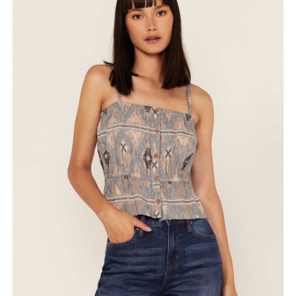 Patterned Blue Women's Aztec Tank - Picture 4 of 4